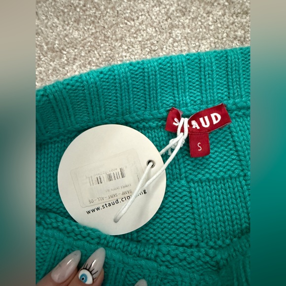 Staud - Knit Dunes Mini Skirt in Seaglass (Teal) - size Small - New with Tags - Picture 3 of 13
